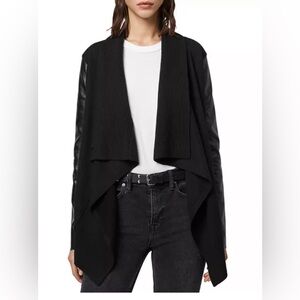 AllSAINTS Leather-Panel Wool Cardigan